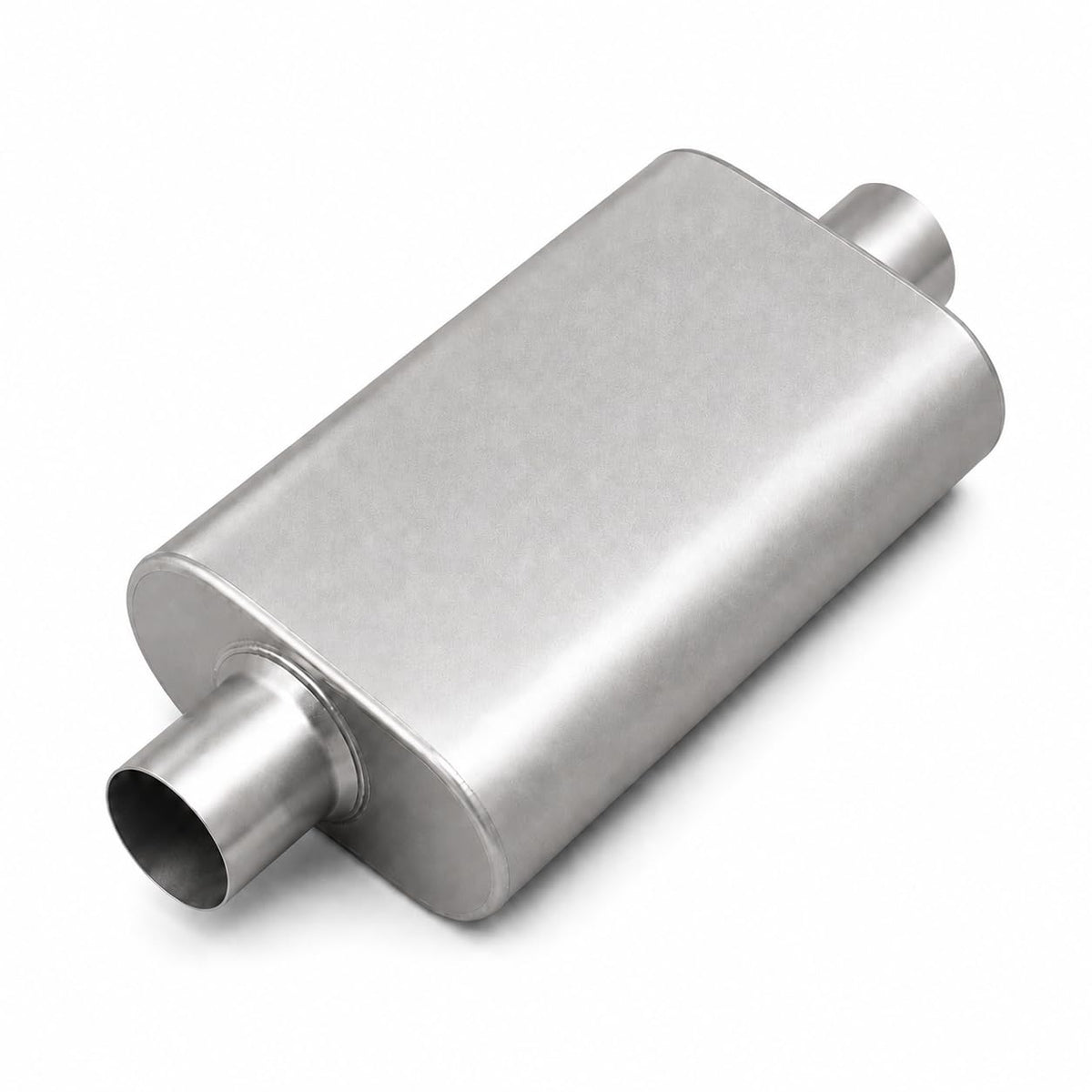 FortisArc front view showing silver muffler and center inlet/outlet, improves exhaust tone