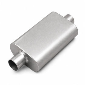 FortisArc front view showing silver muffler and center inlet/outlet, improves exhaust tone