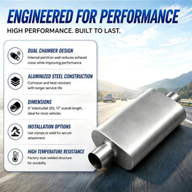 FortisArc muffler mounted under vehicle illustrating compact installation and sound upgrade