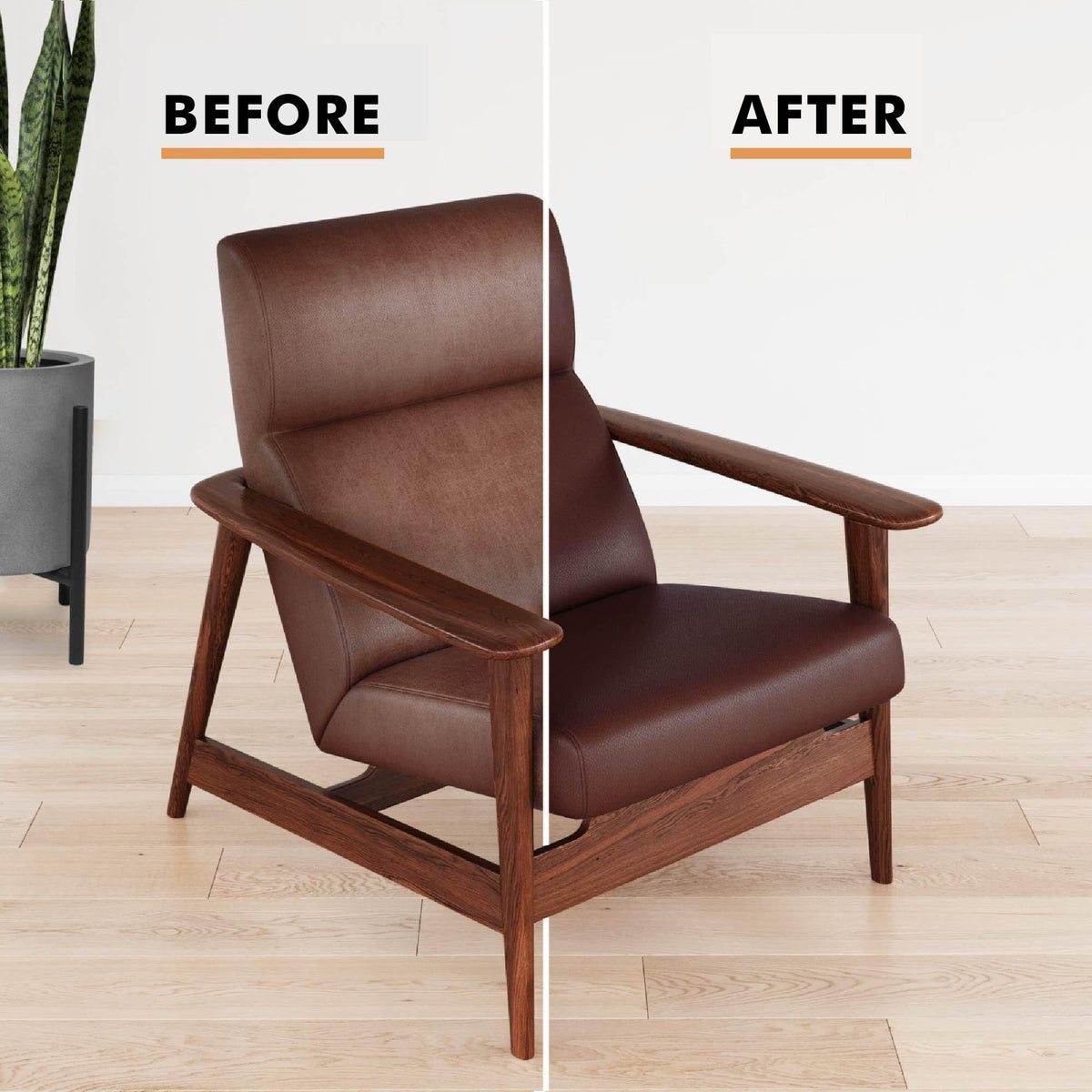 FORTIVO being applied to a leather couch to conceal scratches and restore color
