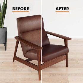 FORTIVO applied to couch seat during repair demonstrating visible color improvement benefit