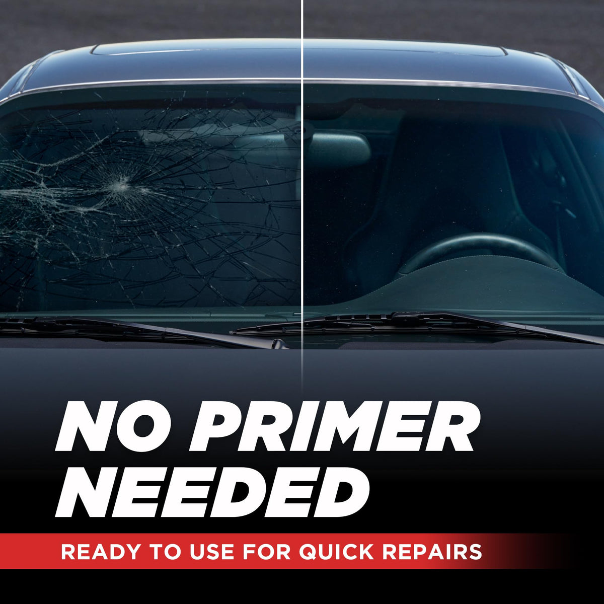 FORTIVO adhesive bead applied to windshield edge highlighting non-sag performance and secure seal