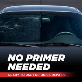 FORTIVO adhesive bead applied to windshield edge highlighting non-sag performance and secure seal