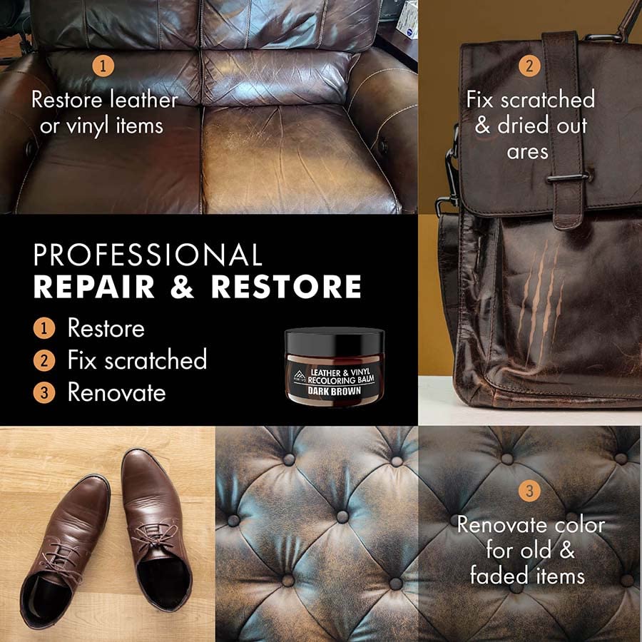 FORTIVO before and after leather panel showing restored color and reduced scratches benefit