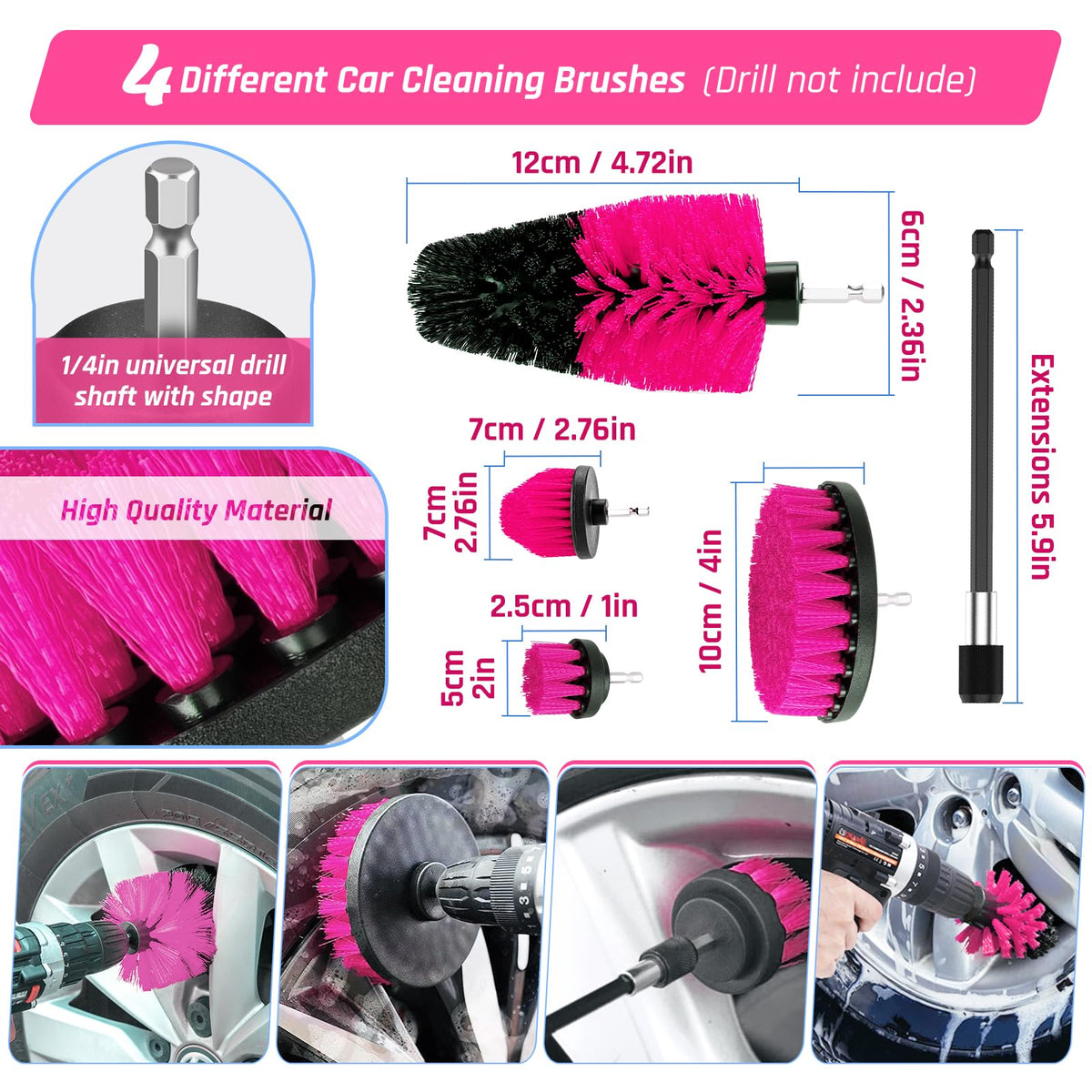 Fortuning's JDS drill brush attachments displayed for heavy scrubbing tasks