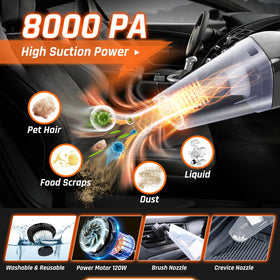 Fortuning's JDS vacuum front angle highlighting powerful 8000Pa suction benefit