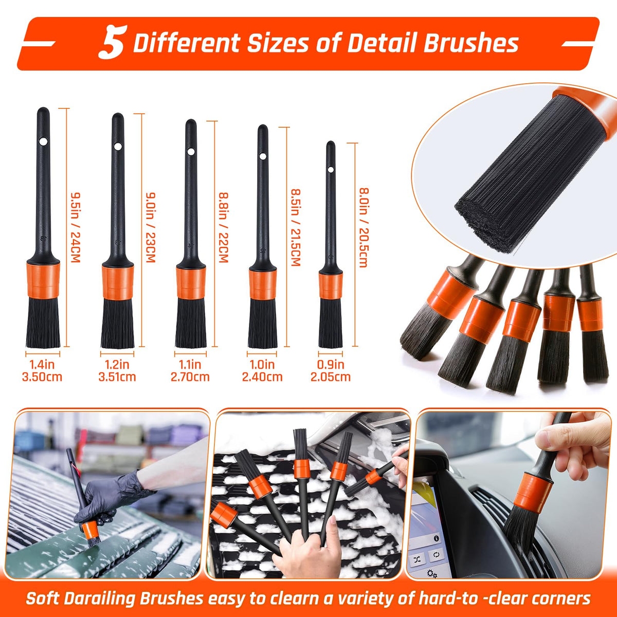 Fortuning's JDS windscreen washer close-up showing 180° swivel for glass edges