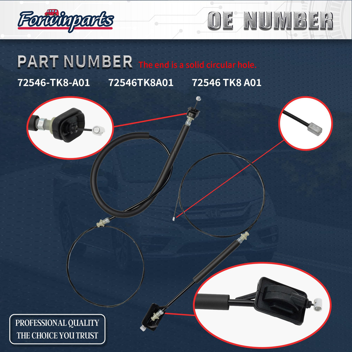 Forwinparts close-up of circular cable end showing secure OE-style attachment