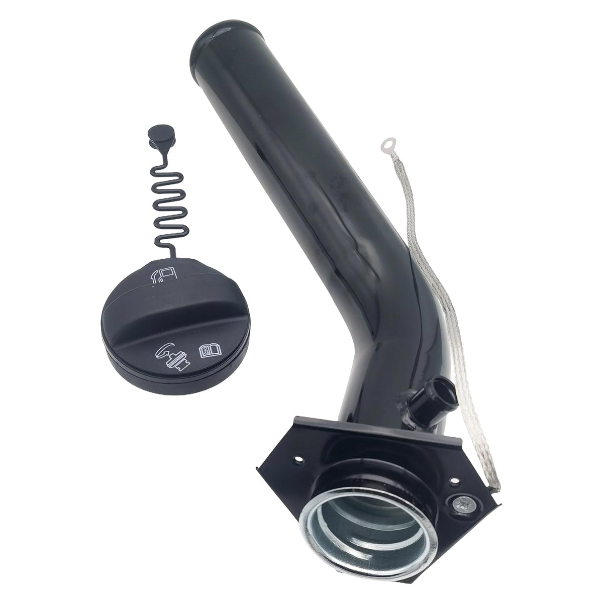 Forwinparts front view of filler neck showing fit and routing benefit