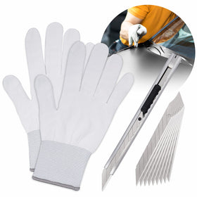 FOSHIO dust-free gloves being worn to keep vinyl surfaces clean and oil-free