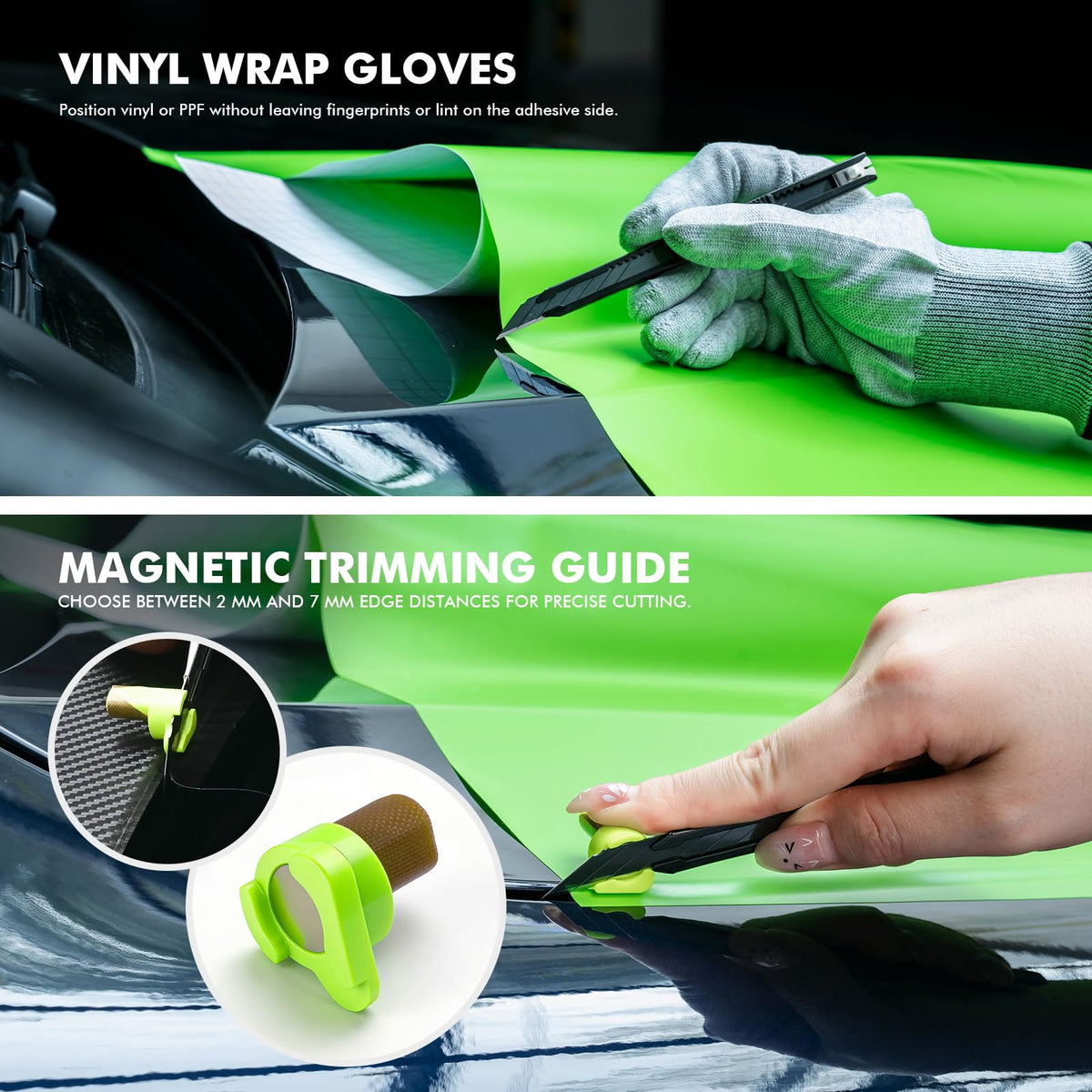 FOSHIO anti-slip gloves with tucking and correction tools for precise edge seating
