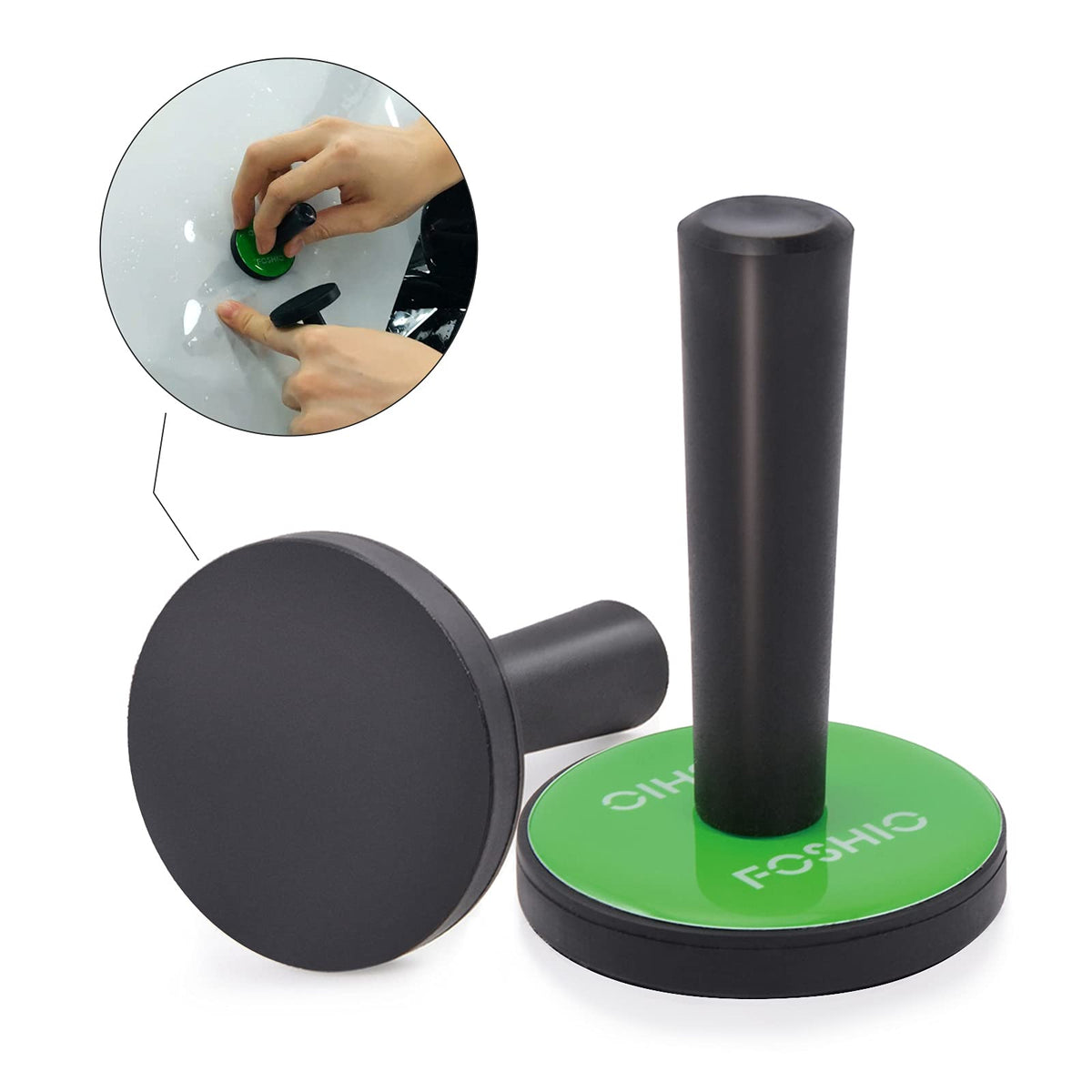 FOSHIO micro squeegee smoothing film into tight corners for precise application