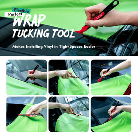 FOSHIO tool in use tucking vinyl into a car door jamb for clean finish