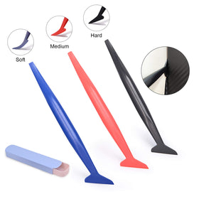 FOSHIO TPU squeegees lineup showing soft to hard options for different contours