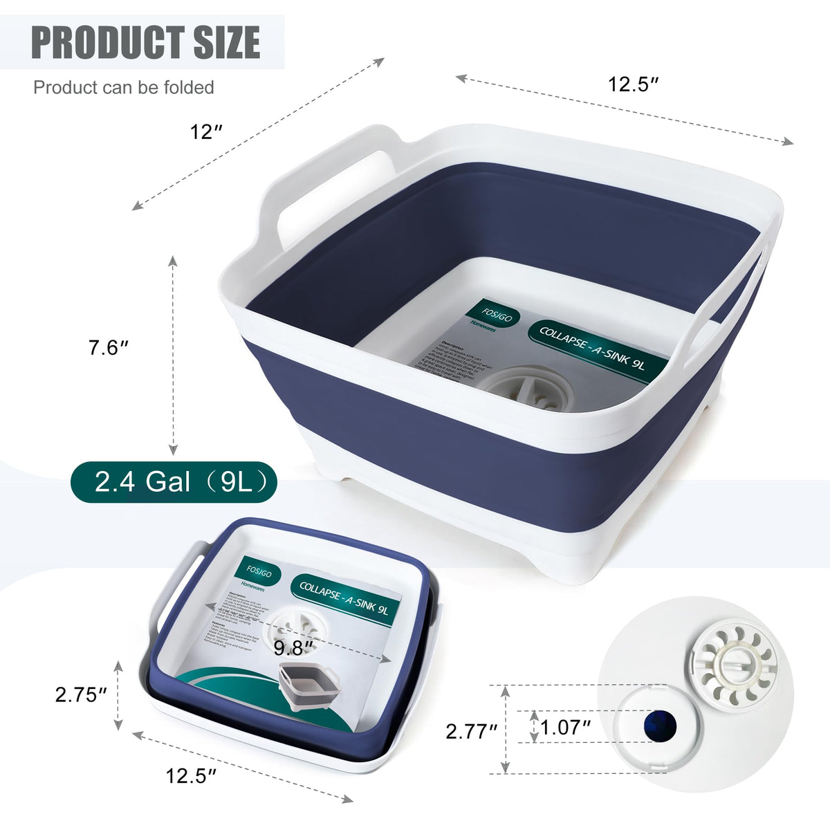 FOSJGO folded basin flat profile for compact storage and space saving