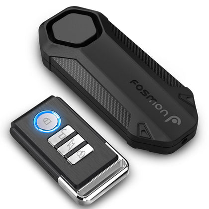 Fosmon front view mounted on bike showing compact anti-theft protection