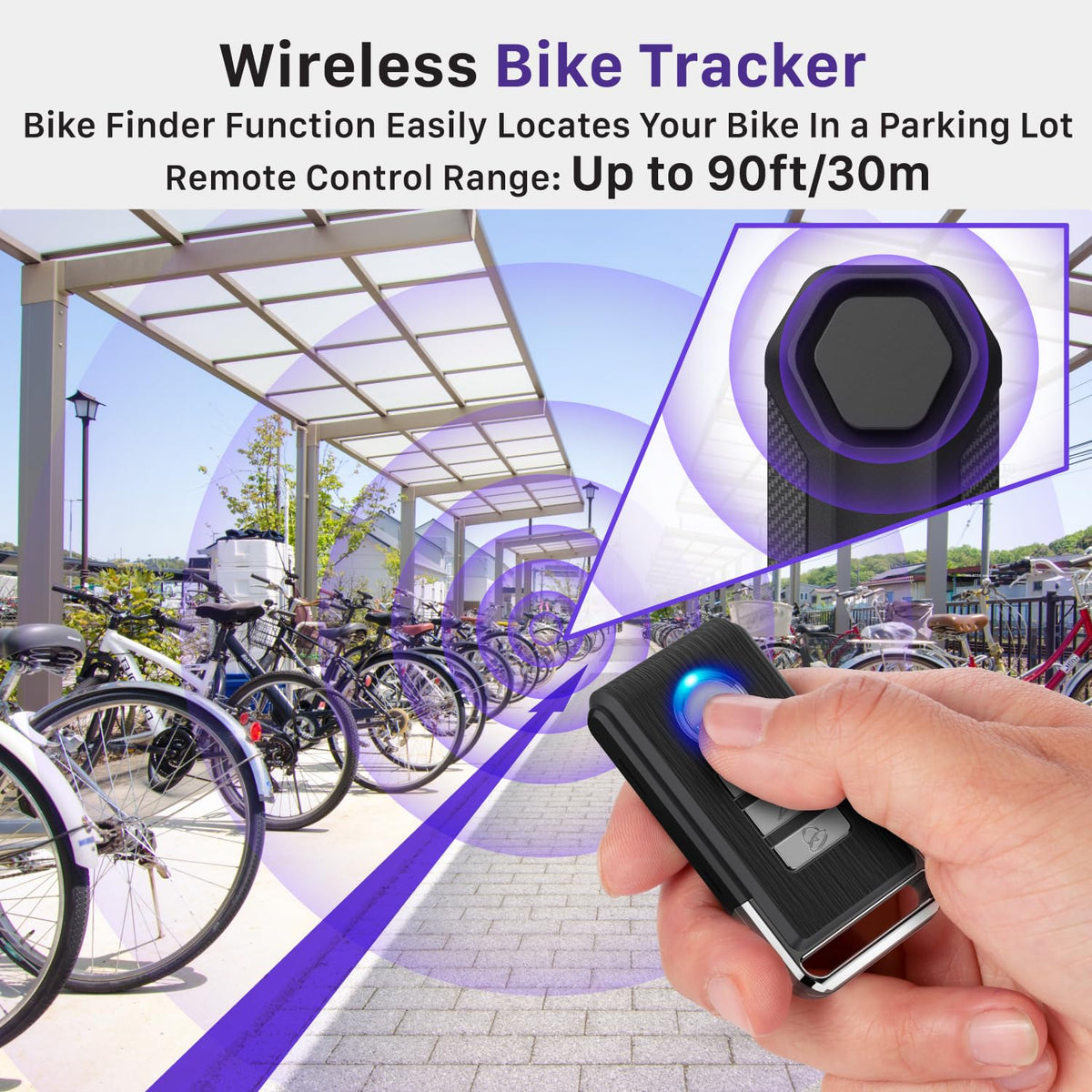 Fosmon mounted on scooter handlebar illustrating easy accessibility
