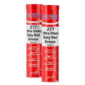 FOTU front view of two red grease tubes showing packaging and labeling, durable protection