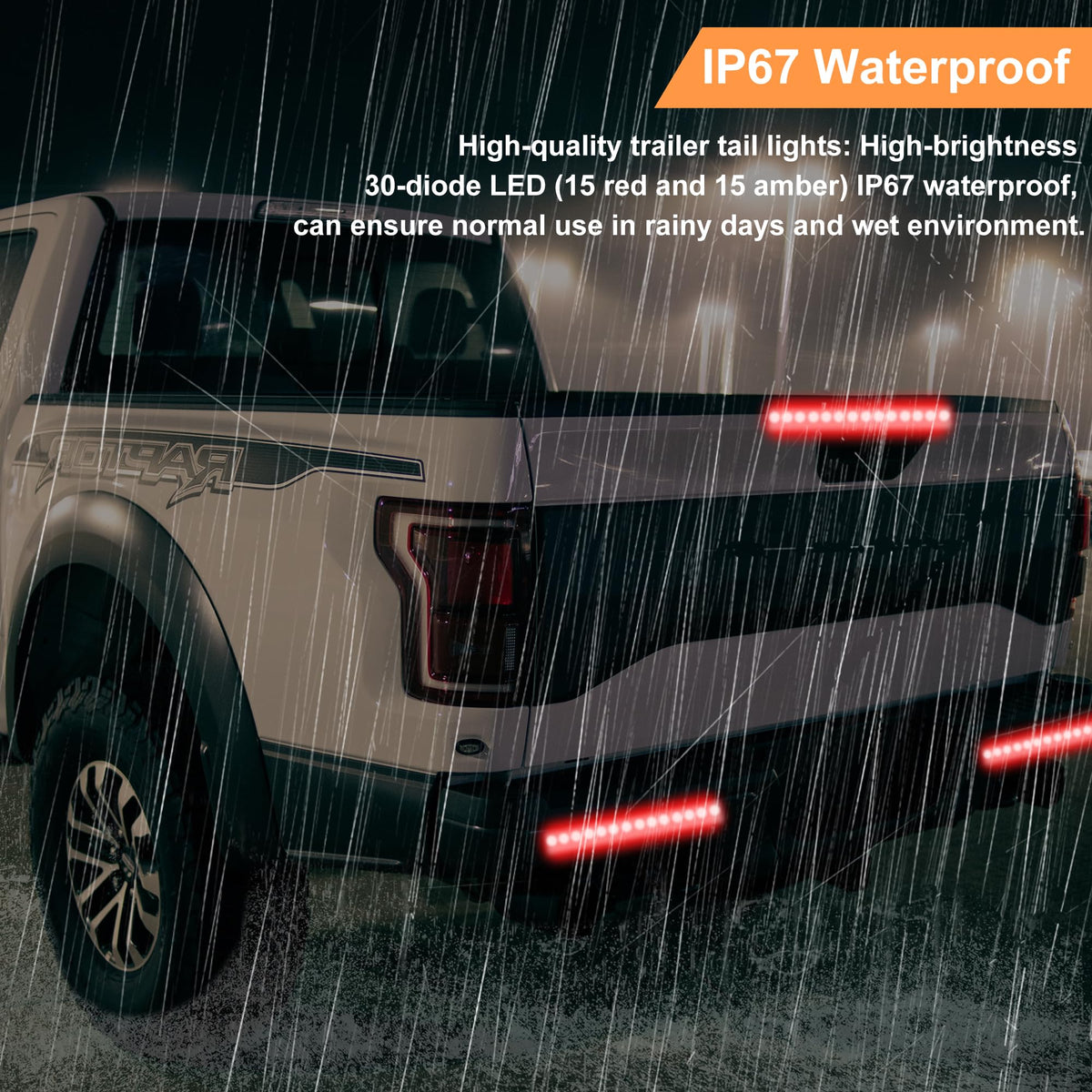FOUFLY tail light bar mounted on trailer improving night visibility