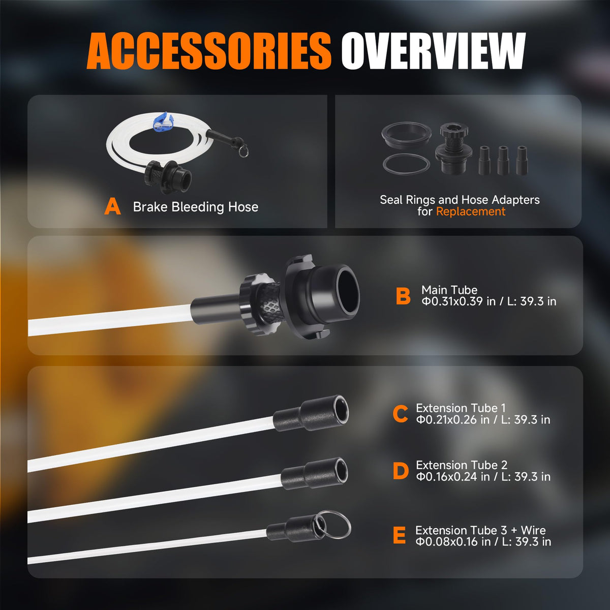 FOUR UNCLES suction tubes and accessories arranged for quick selection and versatile fitment