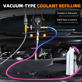 FOUR UNCLES vacuum refill assembly pictured drawing coolant with minimal air