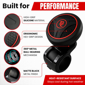 FOURING BL in use in car with hand demonstrating smoother one-handed steering control
