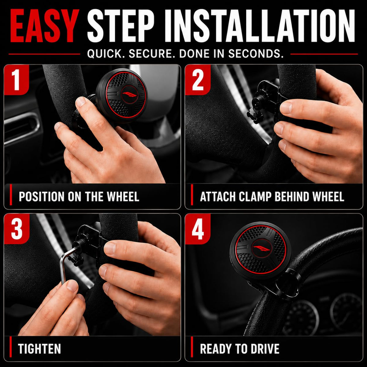 FOURING included tool and parts laid out for quick four-step installation and reliable tightening