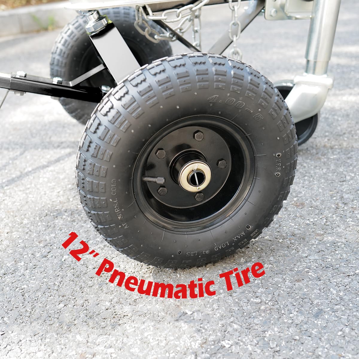 fouwick close-up of pneumatic tire showing grip and shock absorption benefit