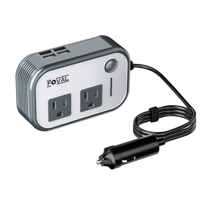 FOVAL 200W front view showing dual AC outlets and compact design for convenient power