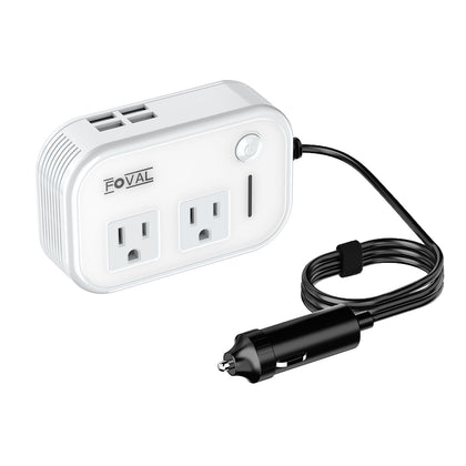 FOVAL front view showing two AC outlets and four USB ports for versatile charging
