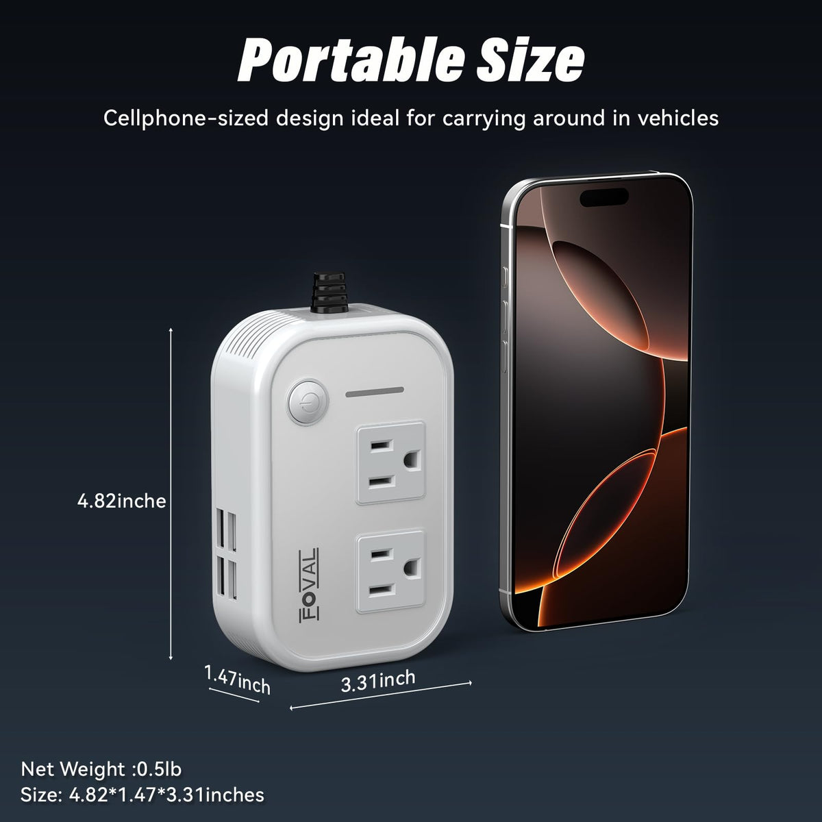 FOVAL powering a laptop in a car enabling remote work and charging