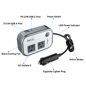 FOVAL powering a laptop in a car to enable work or streaming