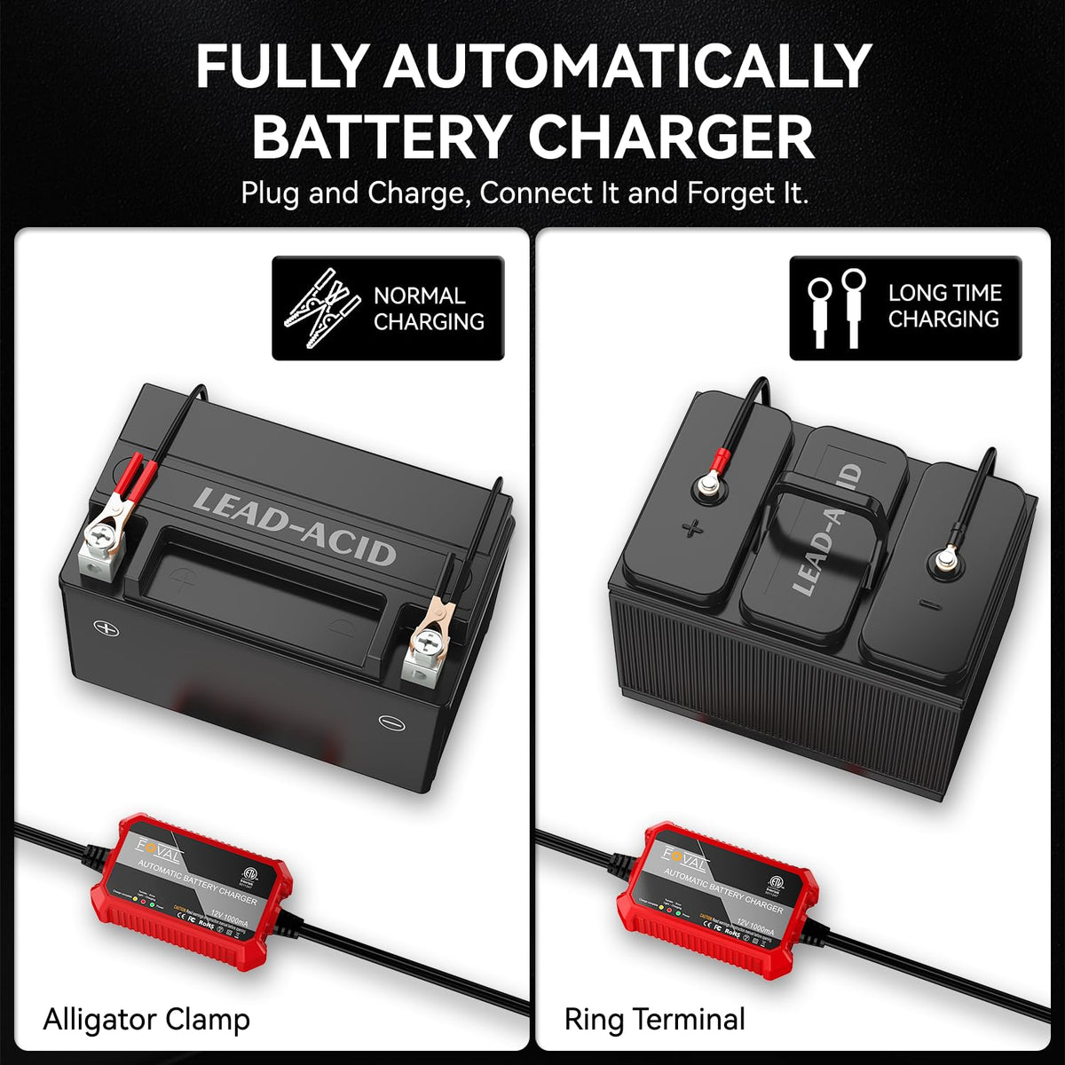 FOVAL ring terminal detail for secure permanent battery connections