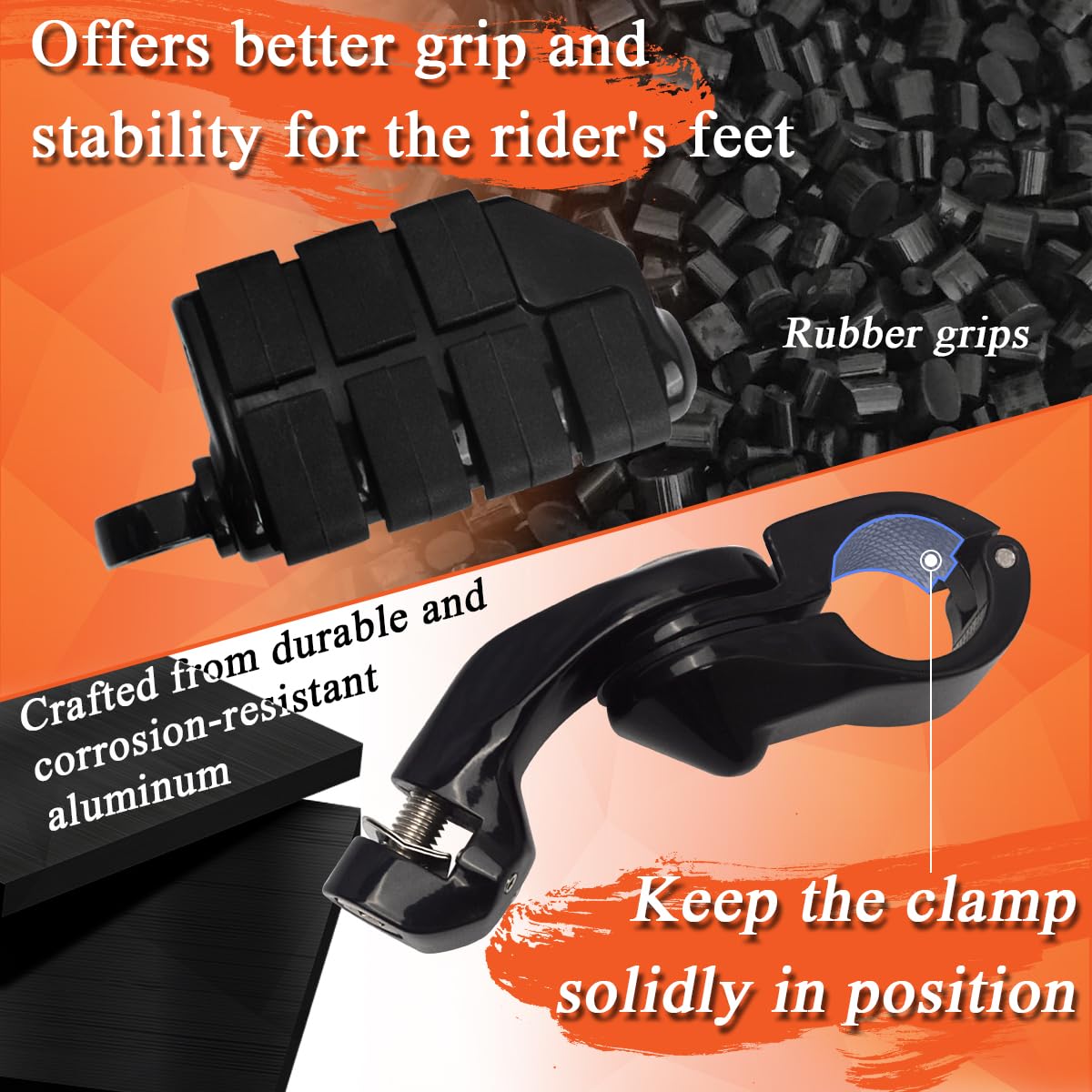 FOVPLUE clamp detail showing secure mount on 1.25 inch engine guard