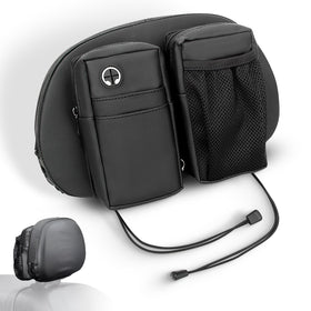 FOVPLUE front view mounted on Harley backrest showing neat storage access