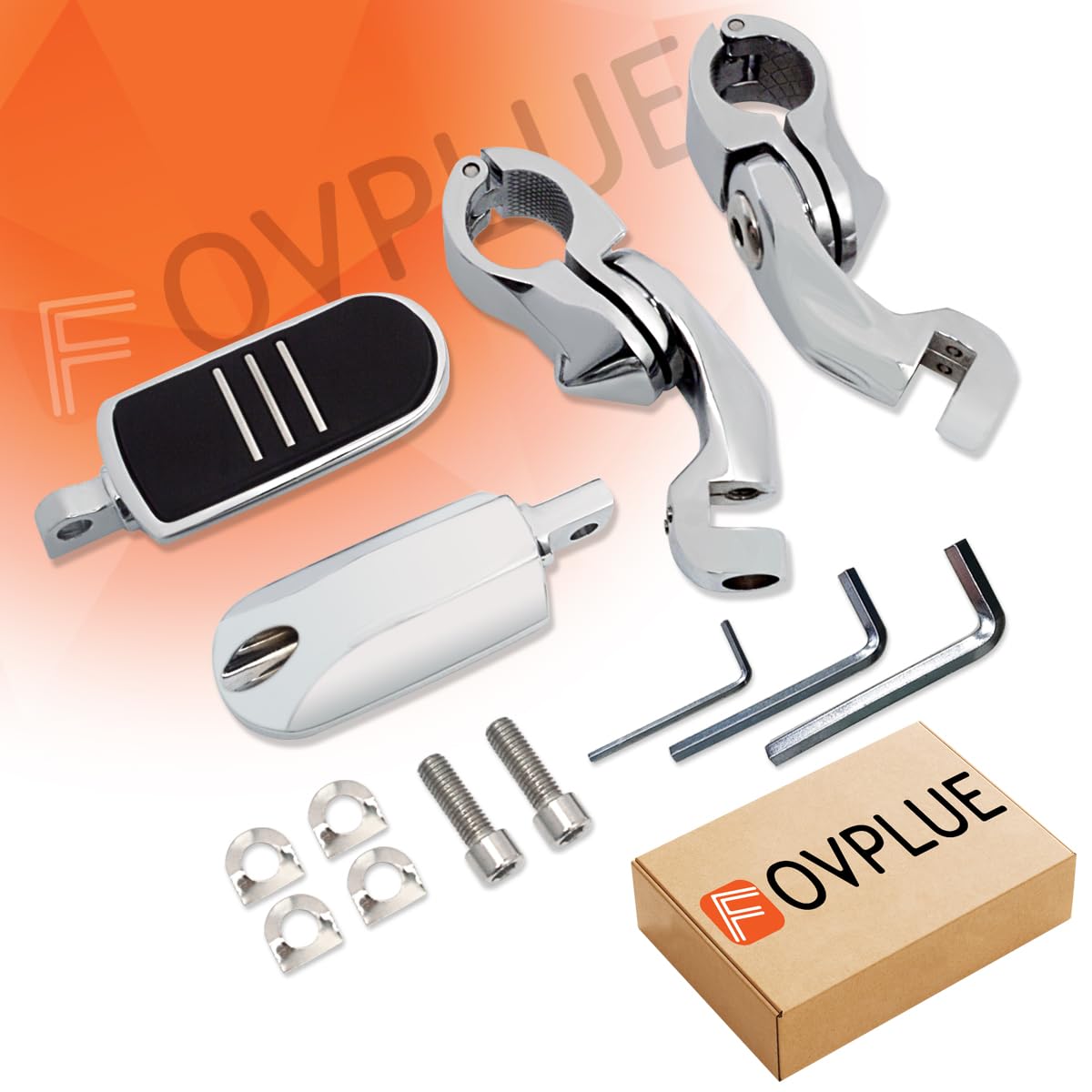 FOVPLUE laid out kit parts and Allen wrench for simple installation convenience