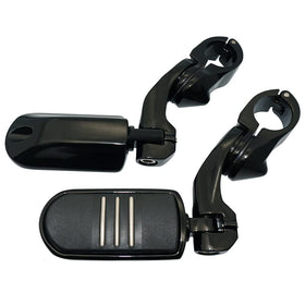 FOVPLUE lifestyle riding shot showing pegs in use for improved long-ride comfort benefit