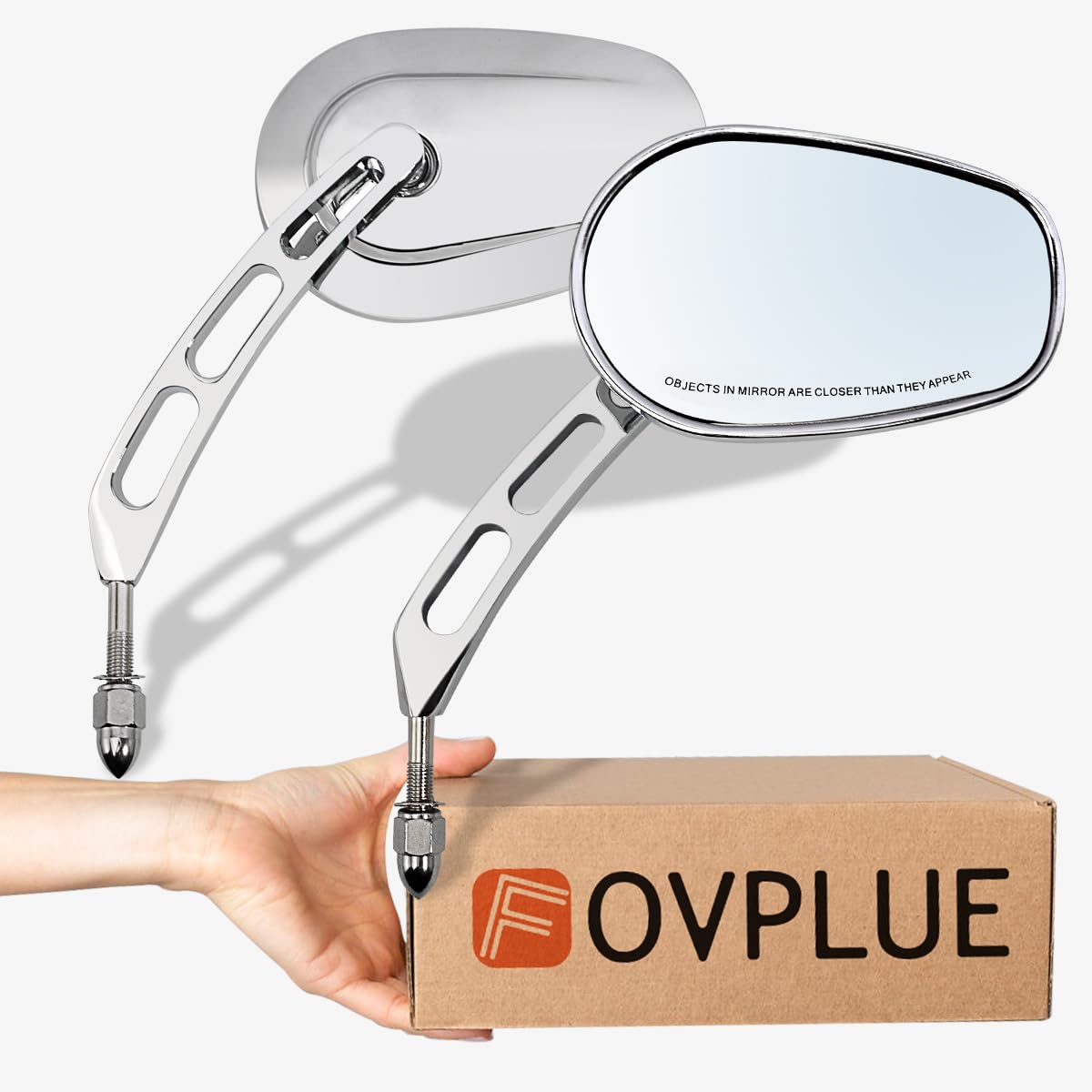 FOVPLUE mirrors on a Street Glide lifestyle shot showing upgraded aesthetic benefit