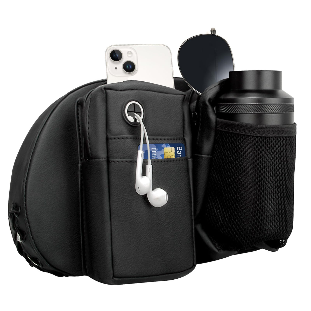 FOVPLUE mesh pocket holding a water bottle for easy reach and hydration