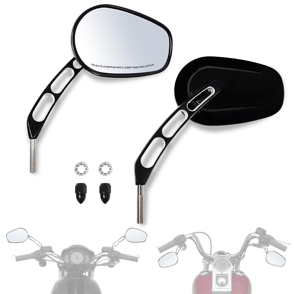 FOVPLUE front view mirrors showing gloss black finish and sleek styling for improved rear visibility