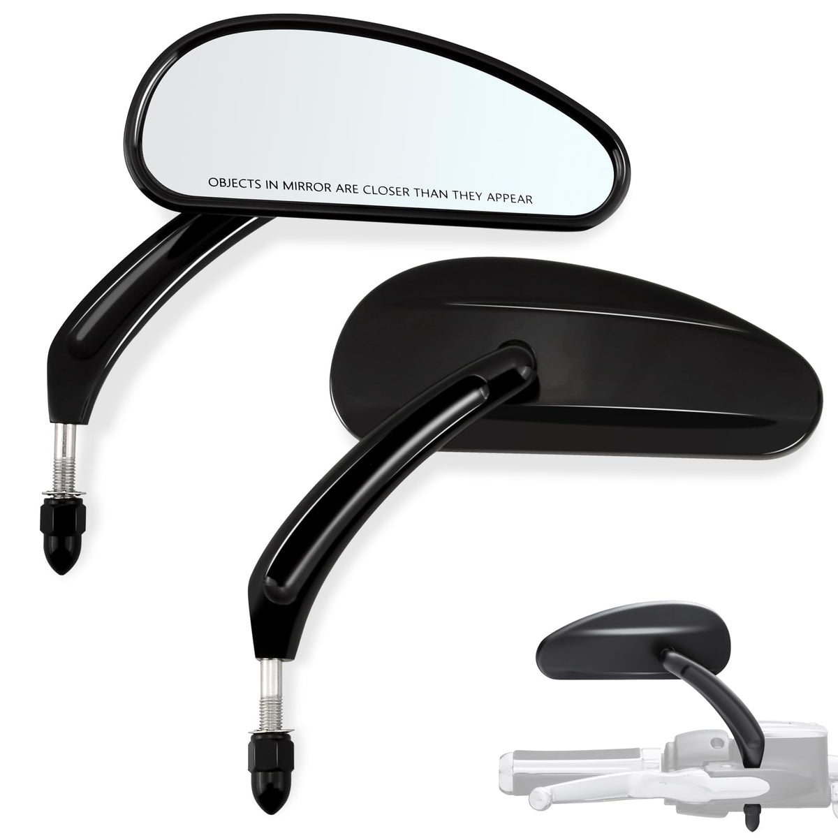 FOVPLUE front view of teardrop mirror showing clear field of view and improved safety