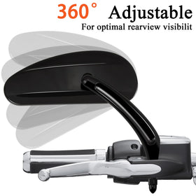 FOVPLUE mirror mounted on Harley handlebar showing streamlined custom appearance