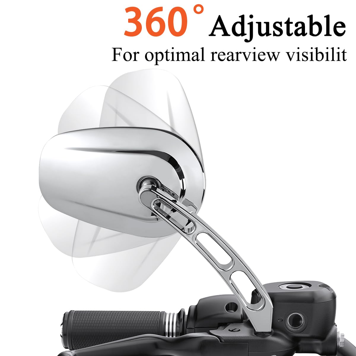 FOVPLUE installed on Harley handlebar demonstrating clear rear sightline and ergonomic placement