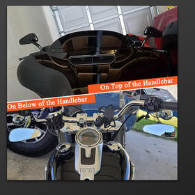 FOVPLUE mounted on Harley handlebars showing neat integration benefit