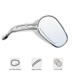 FOVPLUE right mirror installed on bike showing ergonomic positioning and stability