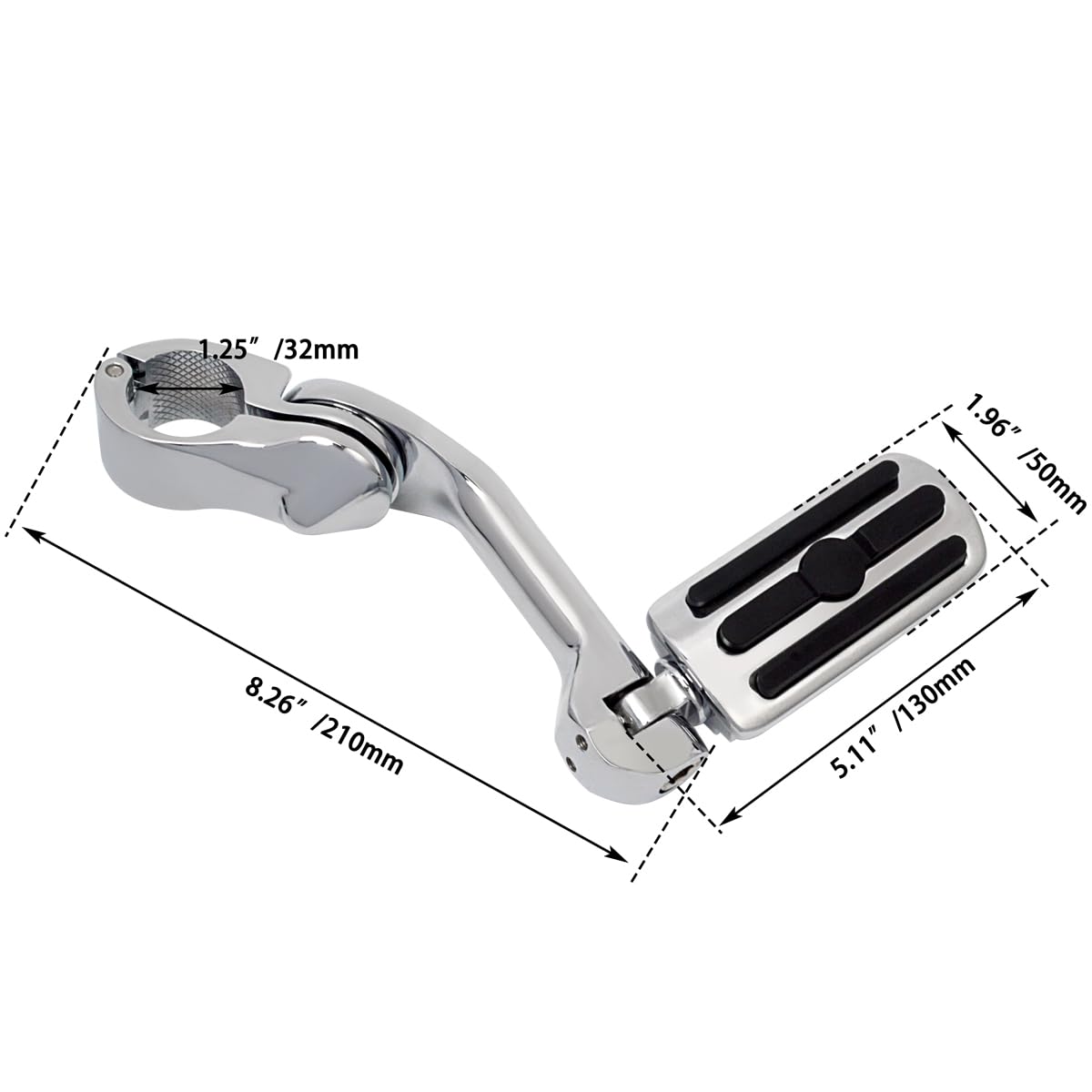 FOVPLUE scale comparison with ruler clarifying peg length and compatibility with 1.25" tubing