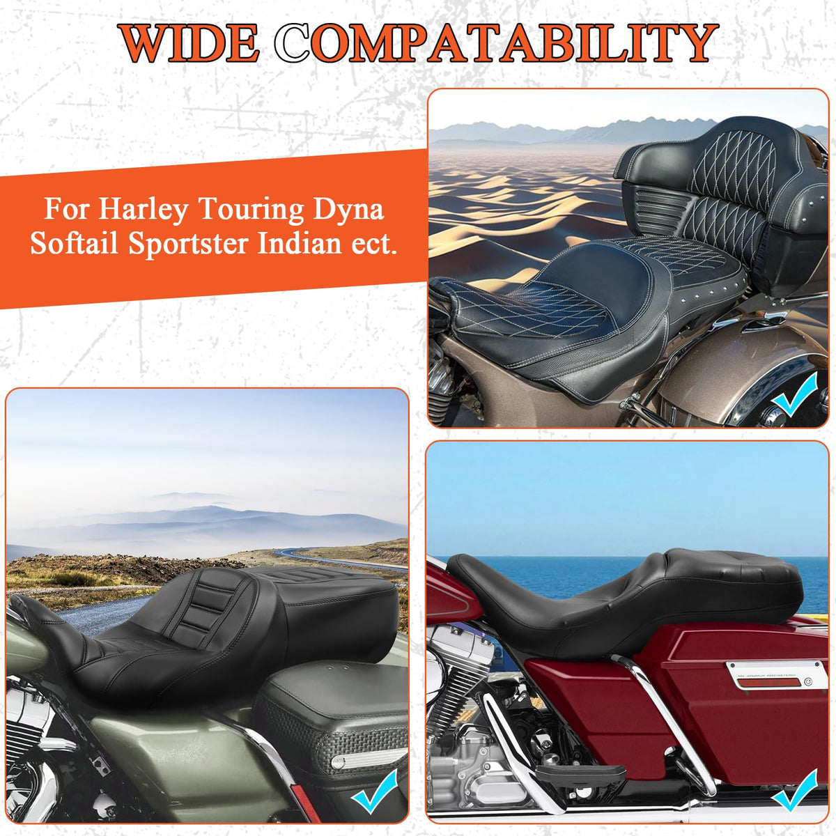 FOVPLUE side profile on Road Glide seat illustrating low-profile appearance