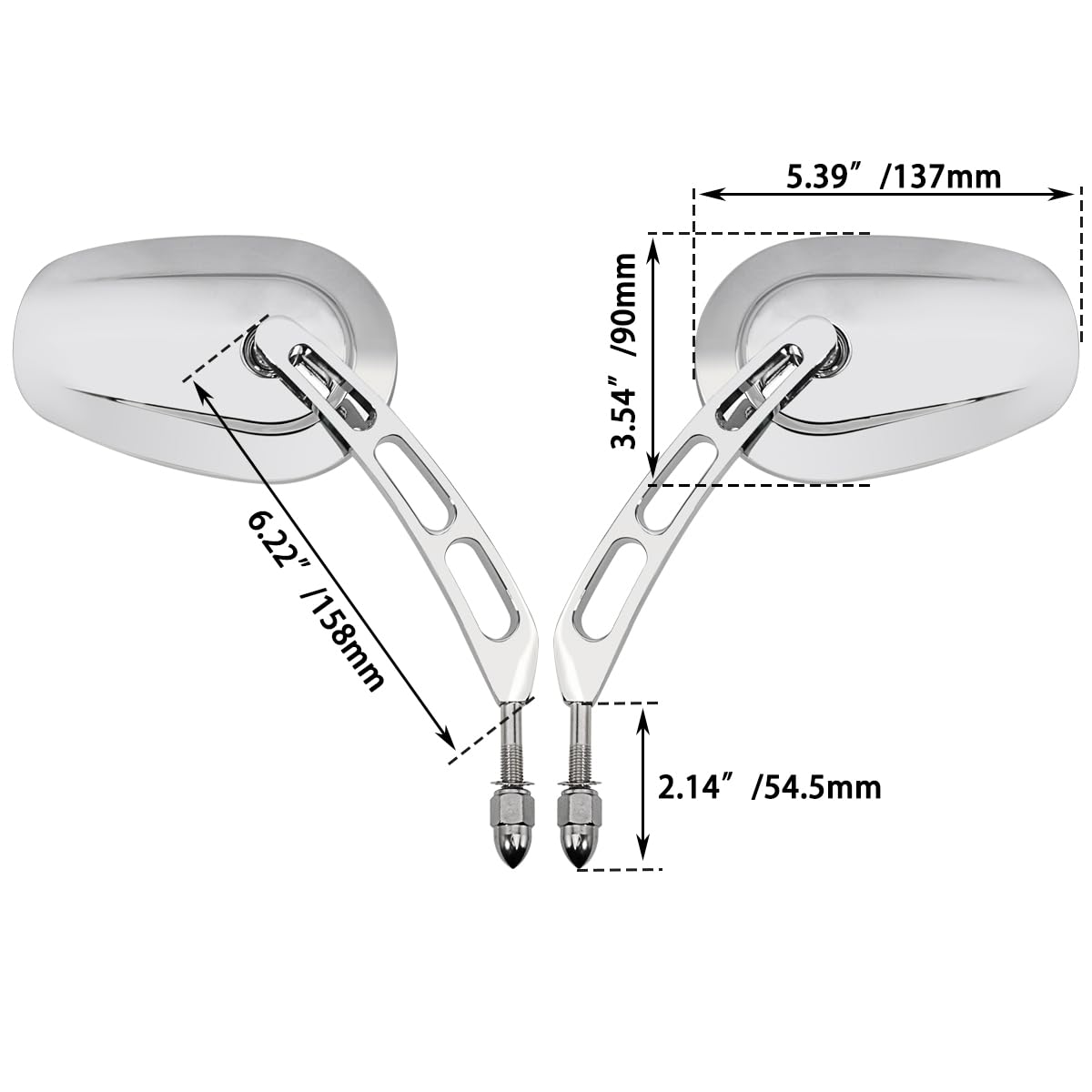 FOVPLUE mirror next to a hand for size comparison and easy installation reference
