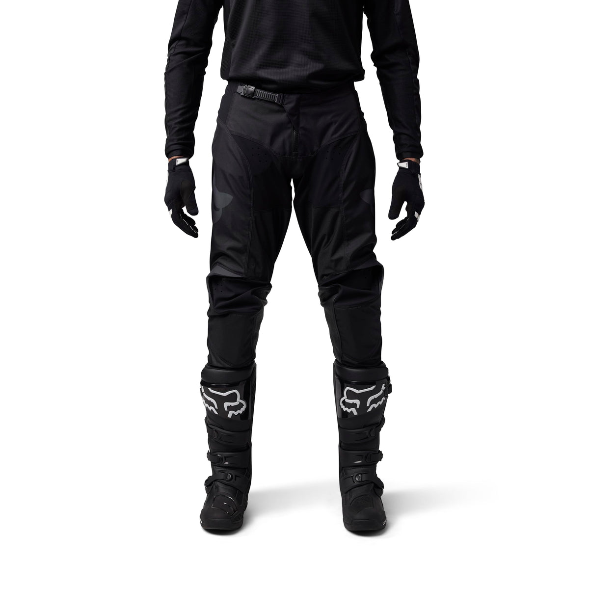 Fox Racing leather knee panel close-up demonstrating abrasion resistance and durability