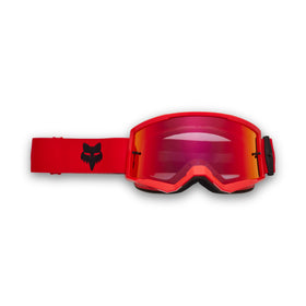 Fox Racing front view showing fluorescent red spark frame and wide viewport benefit